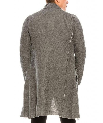 Men's Modern Asymmetrical Raw Edge Rebel Cardigan Sweater Gray $38.40 Sweaters