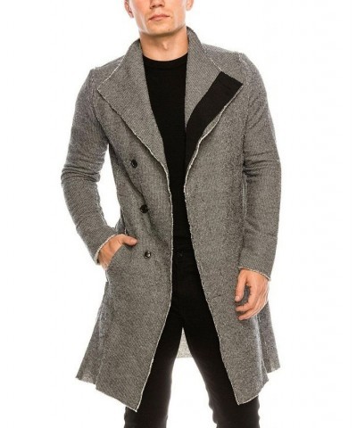 Men's Modern Asymmetrical Raw Edge Rebel Cardigan Sweater Gray $38.40 Sweaters