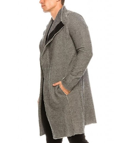 Men's Modern Asymmetrical Raw Edge Rebel Cardigan Sweater Gray $38.40 Sweaters