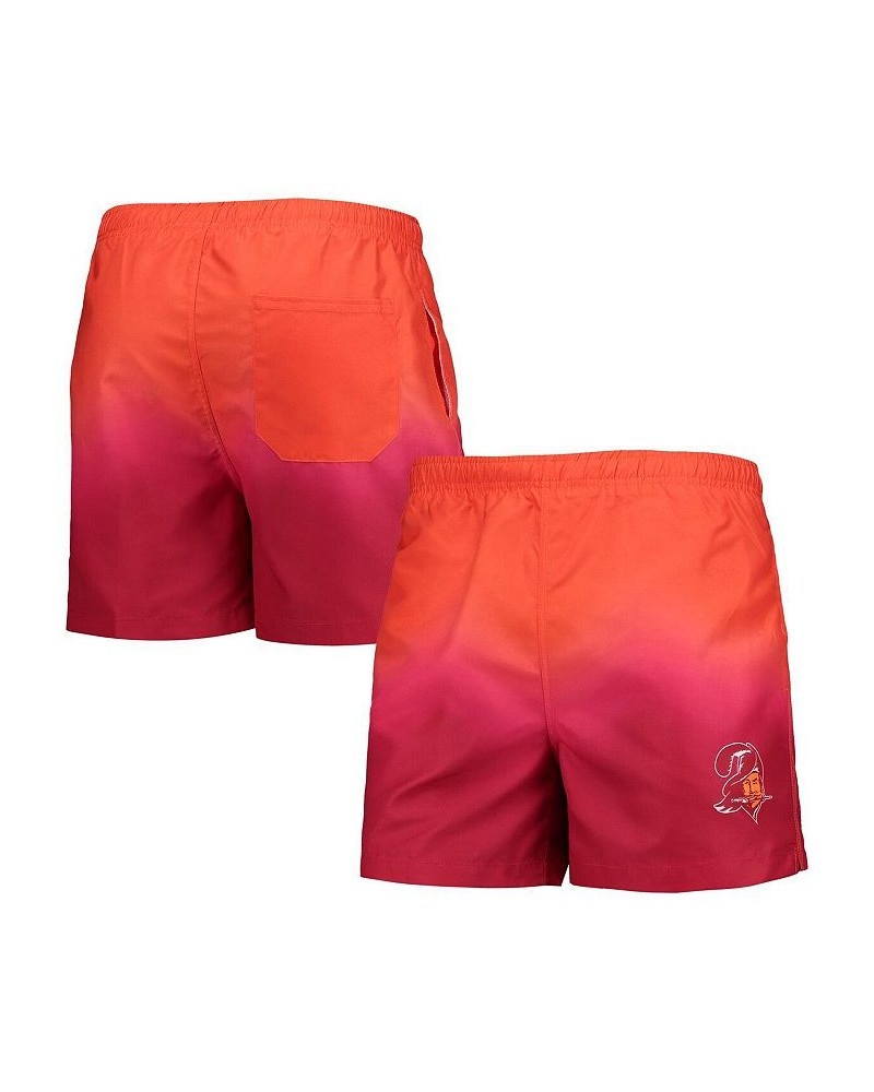 Men's Red Tampa Bay Buccaneers Retro Dip-Dye Swim Shorts $21.32 Swimsuits