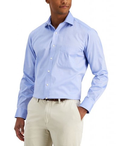 Men's Regular Fit Cotton Spread Collar Pinpoint Dress Shirt Blue $22.00 Dress Shirts