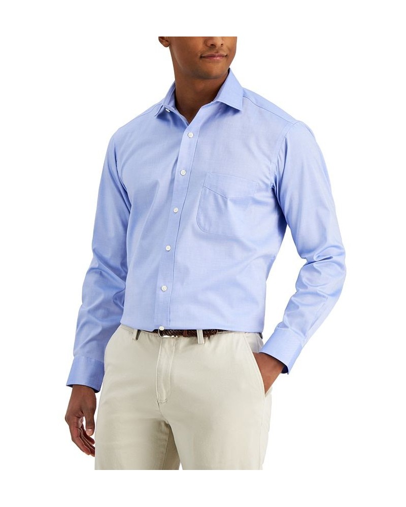 Men's Regular Fit Cotton Spread Collar Pinpoint Dress Shirt Blue $22.00 Dress Shirts