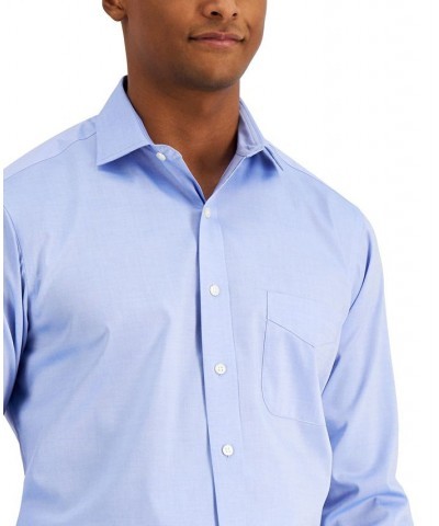 Men's Regular Fit Cotton Spread Collar Pinpoint Dress Shirt Blue $22.00 Dress Shirts