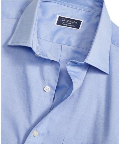 Men's Regular Fit Cotton Spread Collar Pinpoint Dress Shirt Blue $22.00 Dress Shirts