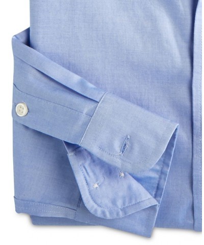 Men's Regular Fit Cotton Spread Collar Pinpoint Dress Shirt Blue $22.00 Dress Shirts