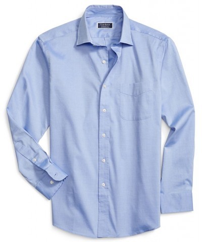 Men's Regular Fit Cotton Spread Collar Pinpoint Dress Shirt Blue $22.00 Dress Shirts