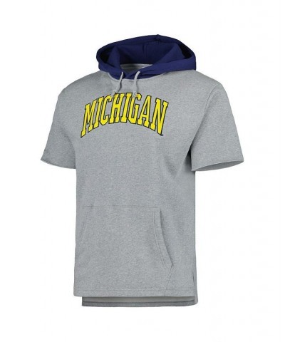 Men's Heather Gray Michigan Wolverines Postgame Short Sleeve Pullover Hoodie $52.24 Sweatshirt