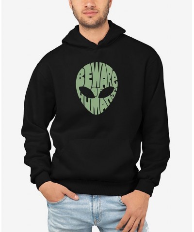 Men's Beware of Humans Word Art Hooded Sweatshirt Black $30.00 Sweatshirt