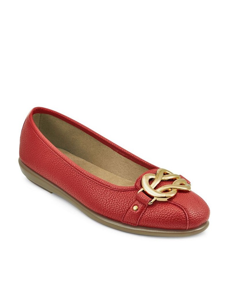 Women's Big Bet Ballet Flats Red $48.51 Shoes