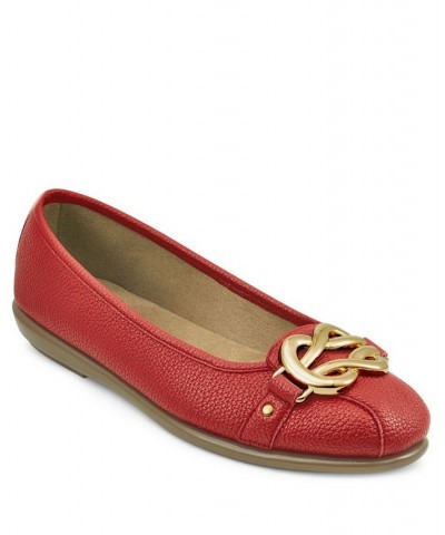 Women's Big Bet Ballet Flats Red $48.51 Shoes