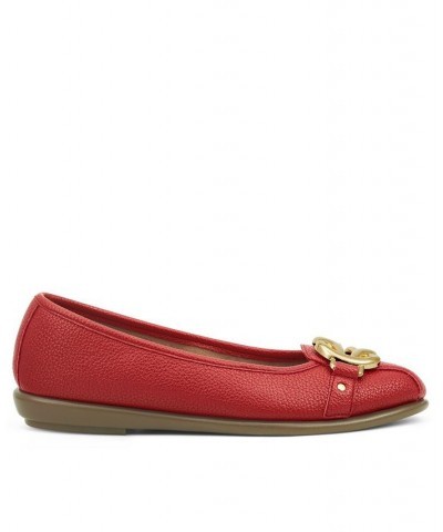 Women's Big Bet Ballet Flats Red $48.51 Shoes