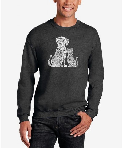 Men's Word Art Dogs and Cats Crewneck Sweatshirt Gray $27.99 Sweatshirt