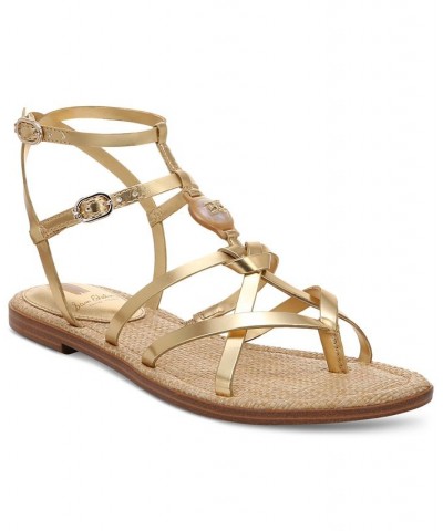 Gwen Strappy Flat Gladiator Sandals Yellow $55.90 Shoes