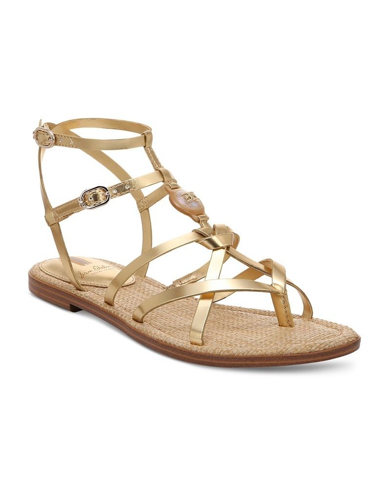 Gwen Strappy Flat Gladiator Sandals Yellow $55.90 Shoes