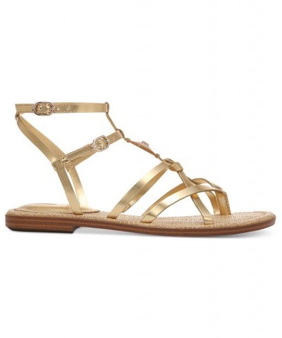 Gwen Strappy Flat Gladiator Sandals Yellow $55.90 Shoes