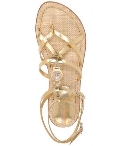 Gwen Strappy Flat Gladiator Sandals Yellow $55.90 Shoes