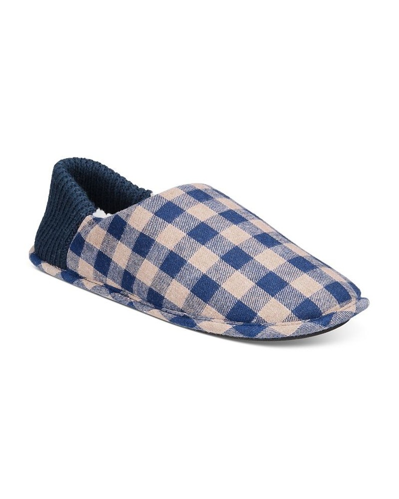 Men's Gingham Convertible Mule Slipper Blue $12.55 Shoes