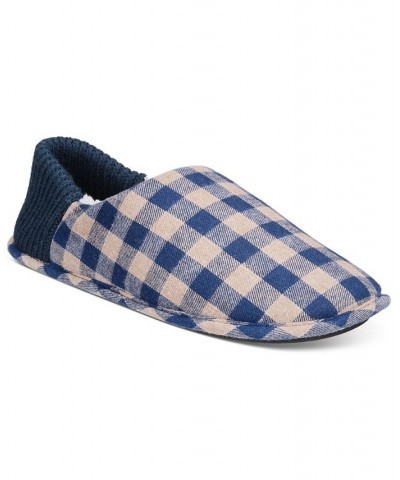 Men's Gingham Convertible Mule Slipper Blue $12.55 Shoes