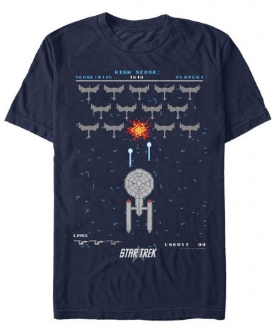 Star Trek Men's The Original Series Pixelated Fighter Short Sleeve T-Shirt Blue $17.50 T-Shirts