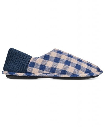 Men's Gingham Convertible Mule Slipper Blue $12.55 Shoes