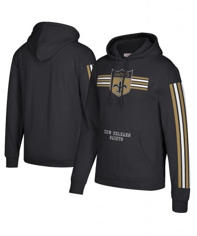 Men's Black New Orleans Saints Three Stripe Pullover Hoodie $45.04 Sweatshirt