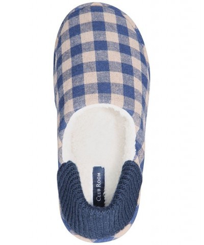 Men's Gingham Convertible Mule Slipper Blue $12.55 Shoes