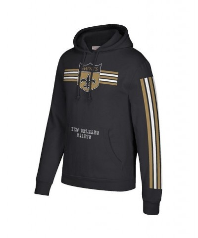 Men's Black New Orleans Saints Three Stripe Pullover Hoodie $45.04 Sweatshirt