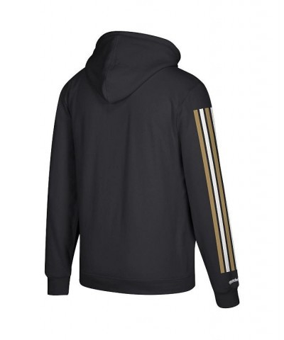 Men's Black New Orleans Saints Three Stripe Pullover Hoodie $45.04 Sweatshirt