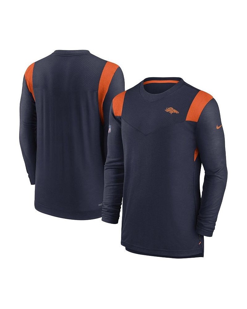 Men's Navy Denver Broncos Sideline Tonal Logo Performance Player Long Sleeve T-shirt $33.75 T-Shirts