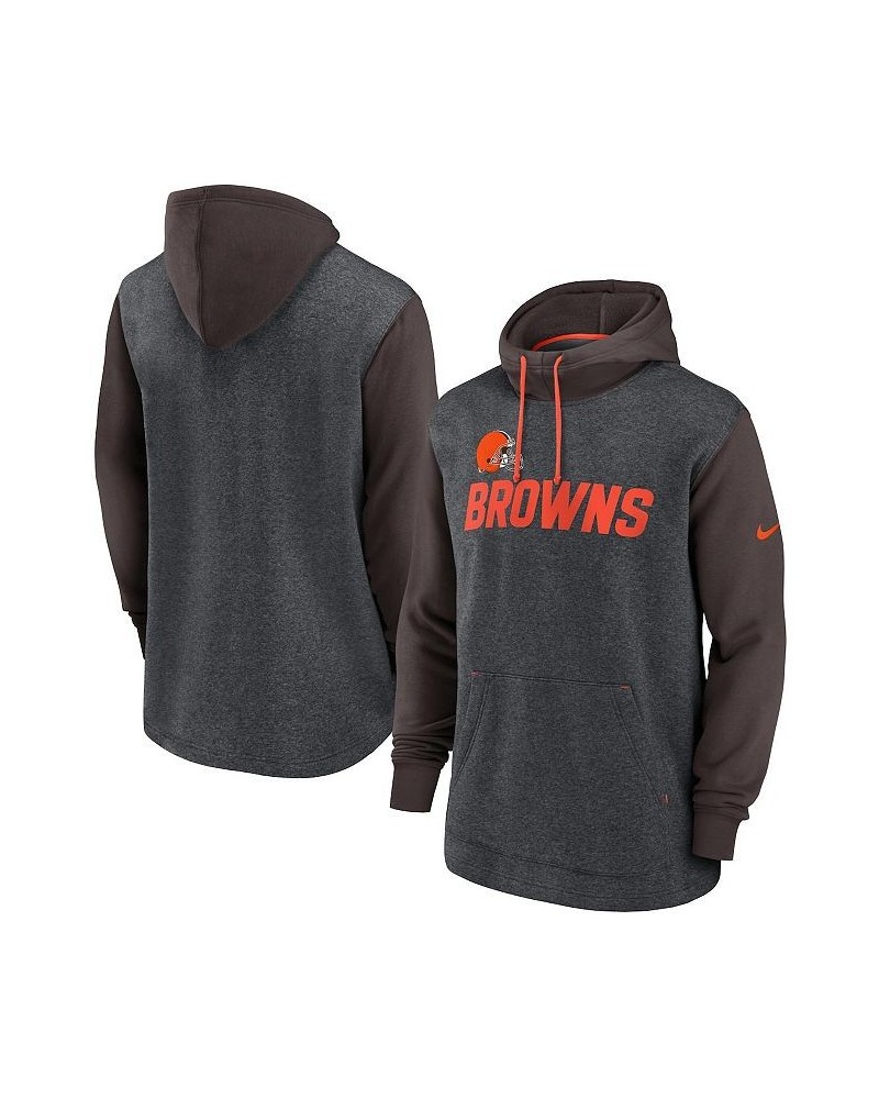 Men's Heathered Charcoal, Brown Cleveland Browns Surrey Legacy Pullover Hoodie $36.00 Sweatshirt