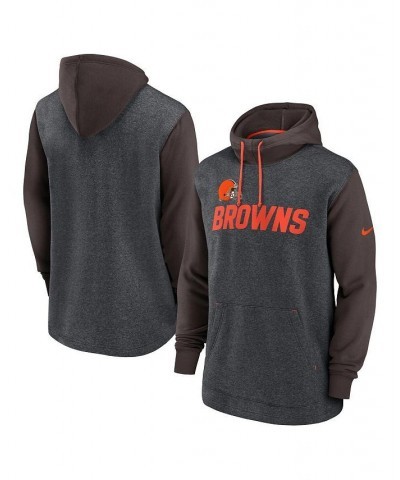 Men's Heathered Charcoal, Brown Cleveland Browns Surrey Legacy Pullover Hoodie $36.00 Sweatshirt