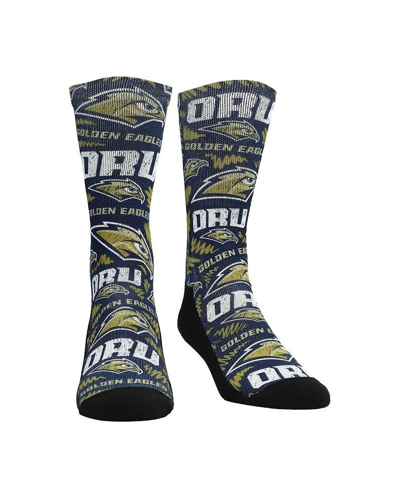 Men's Rock Em Socks Oral Roberts Golden Eagles Logo Sketch Crew Socks $14.70 Socks