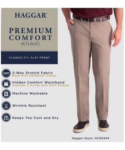 Men's Premium Comfort Khaki Classic-Fit 2-Way Stretch Wrinkle Resistant Flat Front Stretch Casual Pants Tan/Beige $22.00 Pants