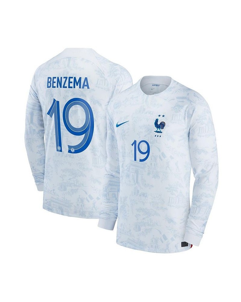 Men's Karim Benzema White France National Team 2022/23 Away Breathe Stadium Replica Player Jersey $68.20 Jersey