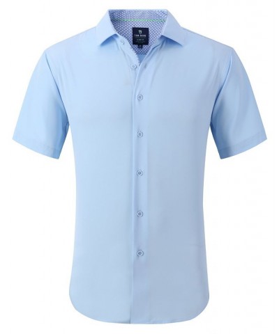 Men's Slim Fit Short Sleeve Performance Button Down Dress Shirt Blue $21.59 Dress Shirts