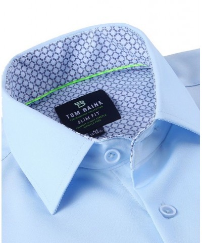 Men's Slim Fit Short Sleeve Performance Button Down Dress Shirt Blue $21.59 Dress Shirts