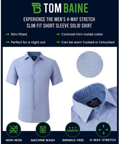 Men's Slim Fit Short Sleeve Performance Button Down Dress Shirt Blue $21.59 Dress Shirts