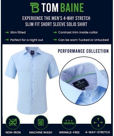 Men's Slim Fit Short Sleeve Performance Button Down Dress Shirt Blue $21.59 Dress Shirts