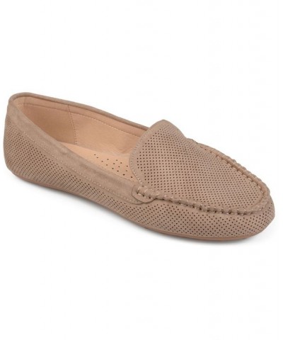 Women's Halsey Perforated Loafers Taupe $42.39 Shoes