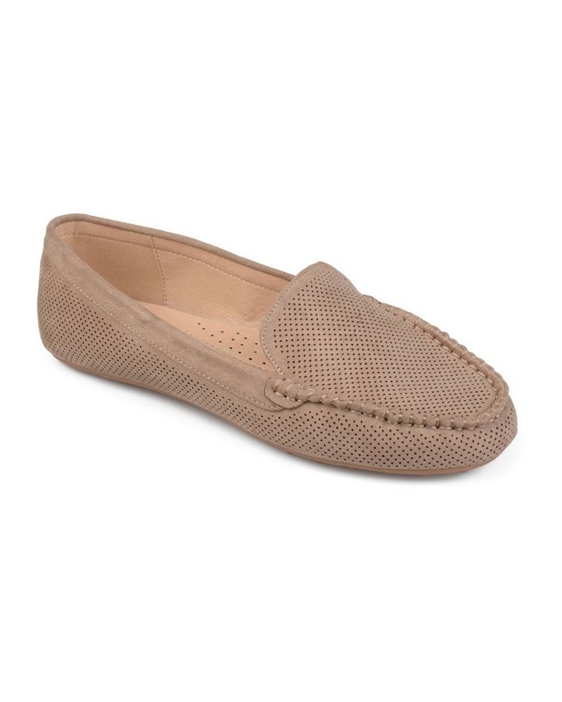 Women's Halsey Perforated Loafers Taupe $42.39 Shoes