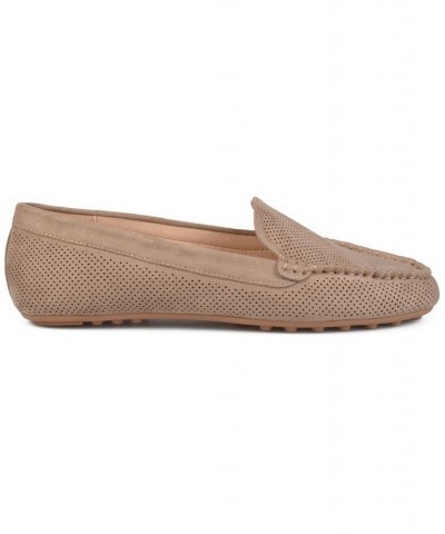 Women's Halsey Perforated Loafers Taupe $42.39 Shoes