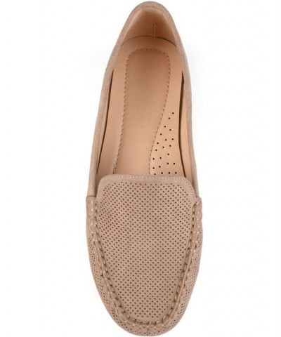 Women's Halsey Perforated Loafers Taupe $42.39 Shoes