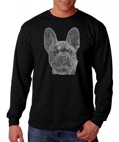 Men's French Bulldog Word Art Long Sleeve T-shirt Black $21.99 T-Shirts