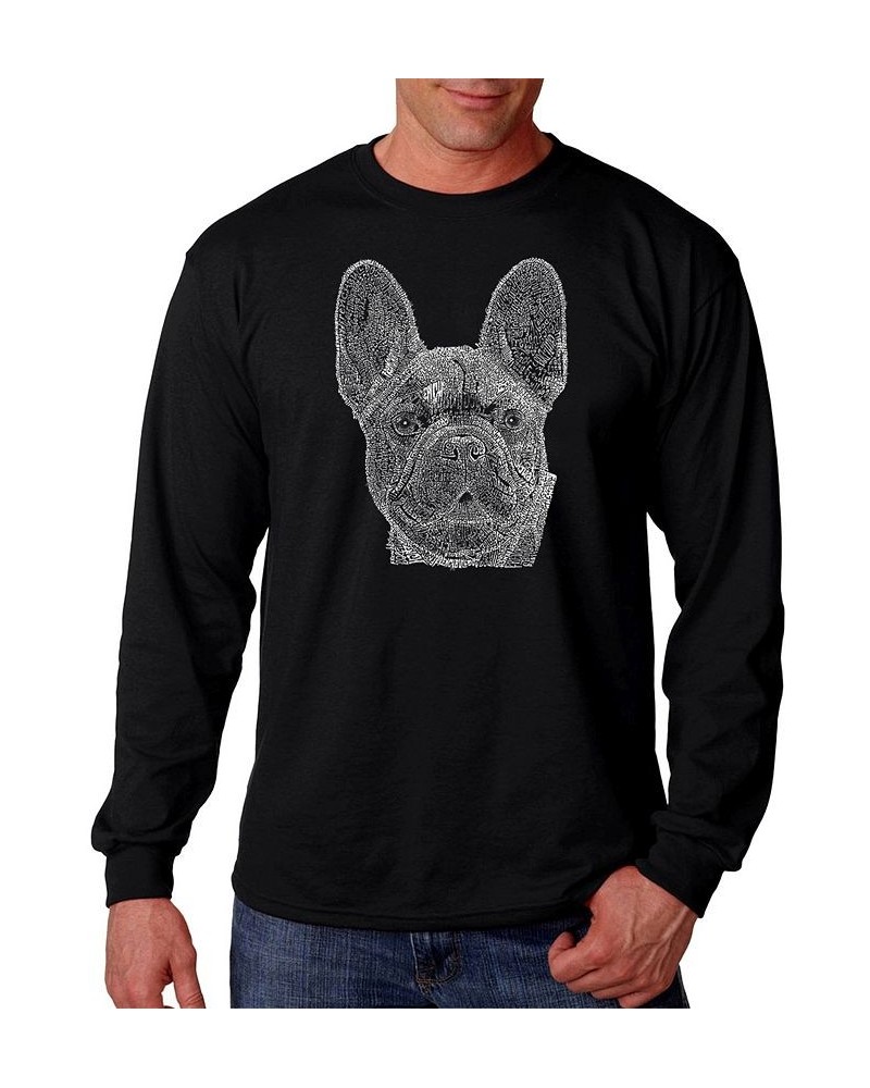 Men's French Bulldog Word Art Long Sleeve T-shirt Black $21.99 T-Shirts