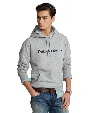 Men's Polo Denim Fleece Hoodie Gray $55.66 Sweatshirt