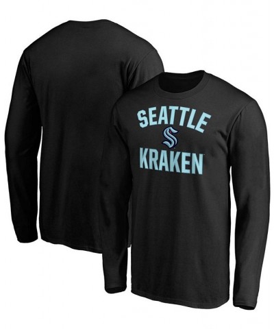 Men's Black Seattle Kraken Victory Arch Long Sleeve T-shirt $16.32 T-Shirts