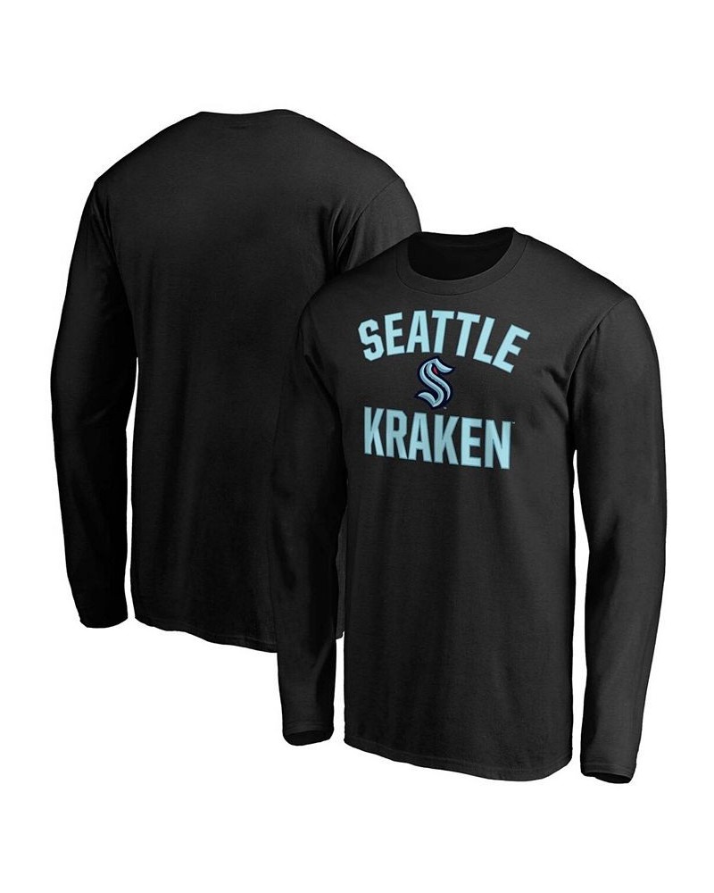 Men's Black Seattle Kraken Victory Arch Long Sleeve T-shirt $16.32 T-Shirts