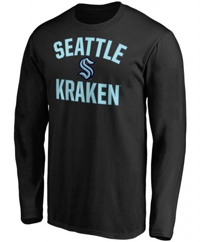 Men's Black Seattle Kraken Victory Arch Long Sleeve T-shirt $16.32 T-Shirts