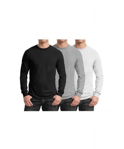 Men's 3-Pack Egyptian Cotton-Blend Long Sleeve Crew Neck Tee Black/Heather Gray/White $28.05 T-Shirts