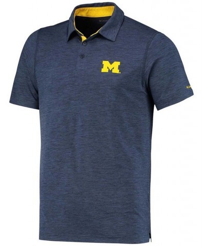 Men's Navy Michigan Wolverines Tech Trail Space Dye Omni-Shade Polo $30.55 Polo Shirts